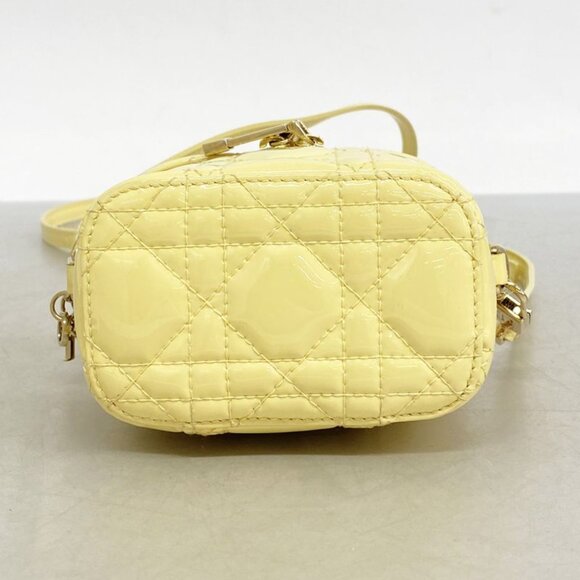 Dior Vanity Bag Cannage Enamel Yellow Champagne Gold 2-Way Bag - Picture 3 of 10